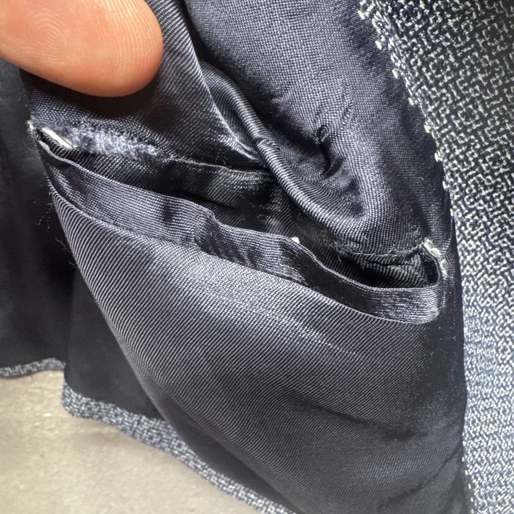 Ramsey Sartoria Guabello Super 110s Wool Blazer Black White Microcheck Men's 42R